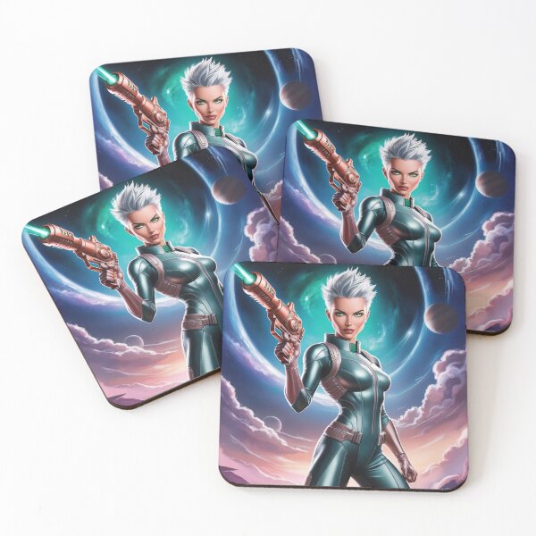 Item preview,  Cool Space Heroine scifi art painting cool 50s style science fiction art poster designed and sold by Vintage Designs +.