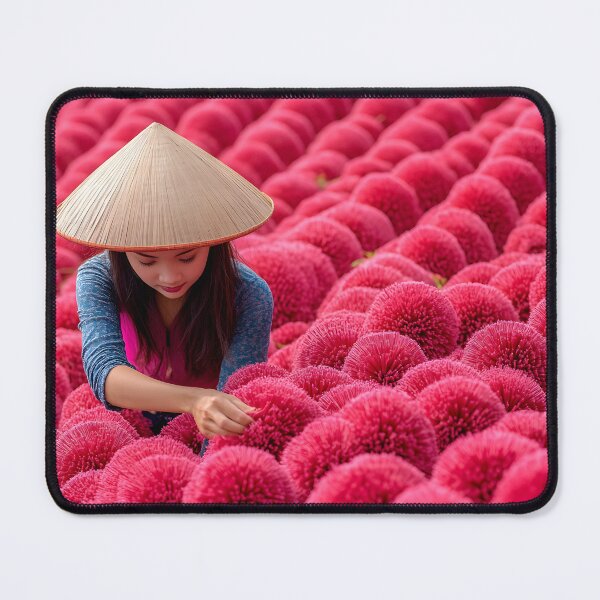 Item preview, Woman harvesting vibrant incense sticks in Vietnam fields designed and sold by Artessie.