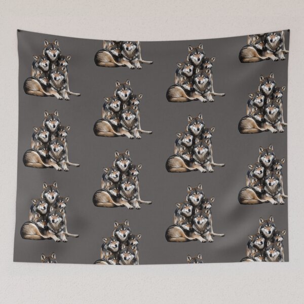 Item preview, Adorable Wolves - Cute Wolf Pack Posing Together designed and sold by FarmOfCuties.