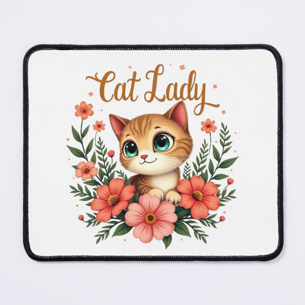 Item preview, Cat lady, sweet kitty with beautiful flowers. designed and sold by nicnacc.