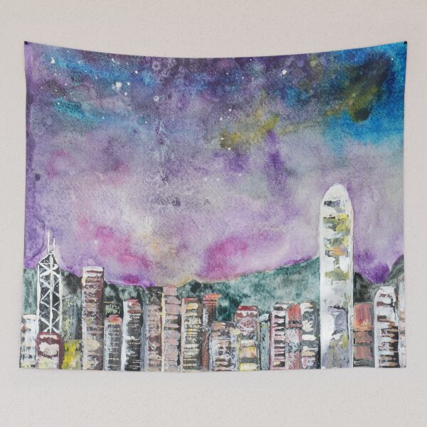 Item preview, hand painted galaxy painting  Hong Kong skyline version 2 designed and sold by SelenePaintings .