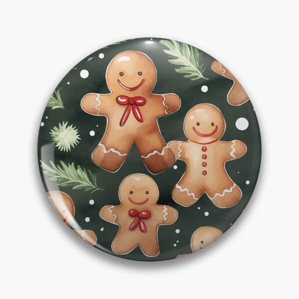 Item preview, green gingerbread man pattern designed and sold by PoppyLaneStudio.