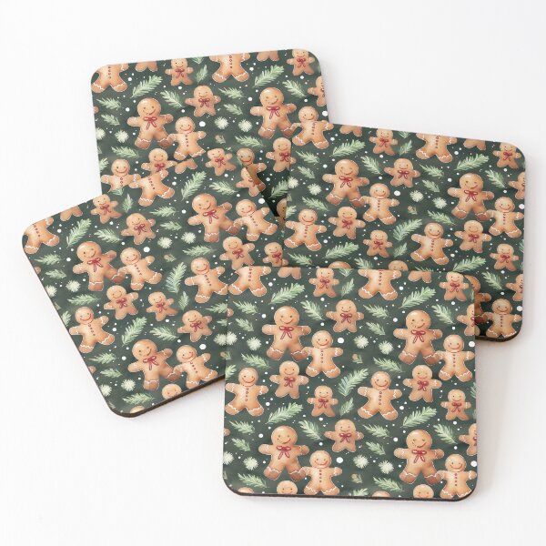 Item preview, green gingerbread man pattern designed and sold by PoppyLaneStudio.