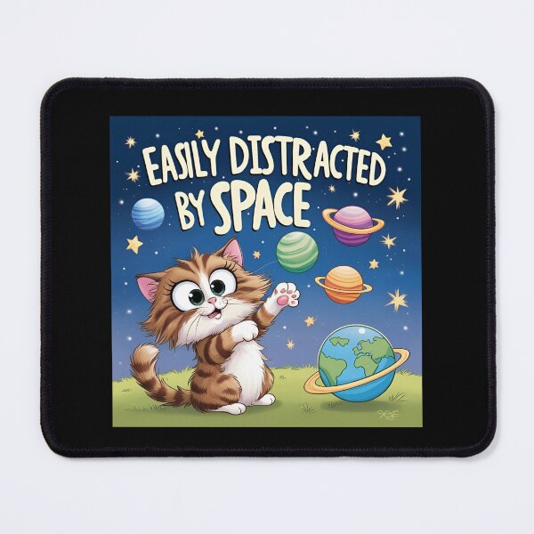 Item preview, easily distracted by space cat designed and sold by sydney-syder.