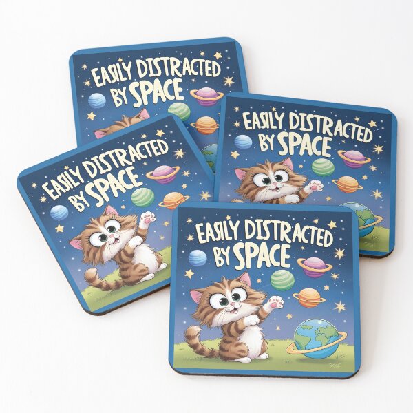 Item preview, easily distracted by space cat designed and sold by sydney-syder.