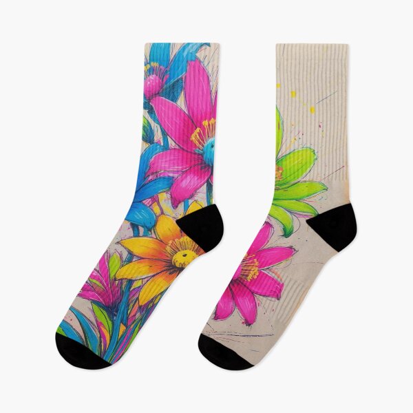 Item preview, Expressive Floral Sketch: Vibrant and Playful Ink & Paint Bouquet designed and sold by Moss and Moon Studio.
