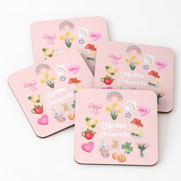 Item preview, hello March, March, flowers, pink bow, girly, girly shirt, best gift, self love designed and sold by RosieArtGallery.