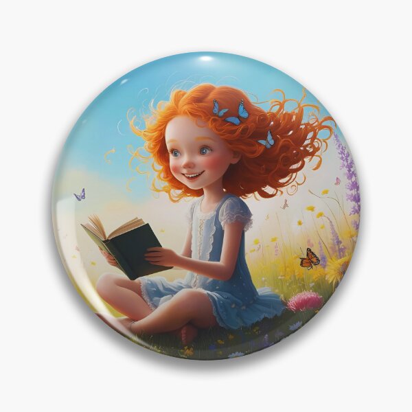 Item preview, A young girl reading a book  in the Meadow designed and sold by PattaZone.