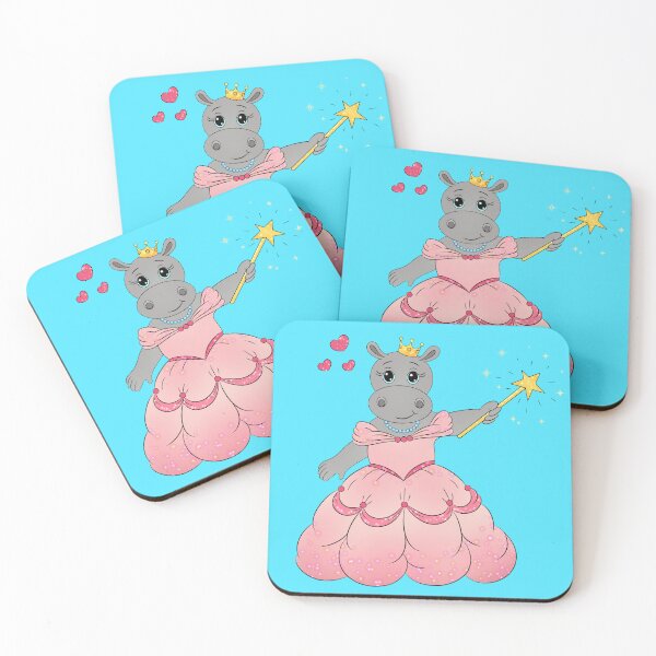 Item preview, Cute little hippo girl is wearing a princess dress. She holds a magic wand in her hands.  designed and sold by Kalamkas.