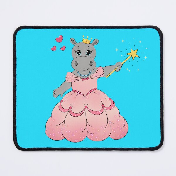 Item preview, Cute little hippo girl is wearing a princess dress. She holds a magic wand in her hands. designed and sold by Kalamkas.