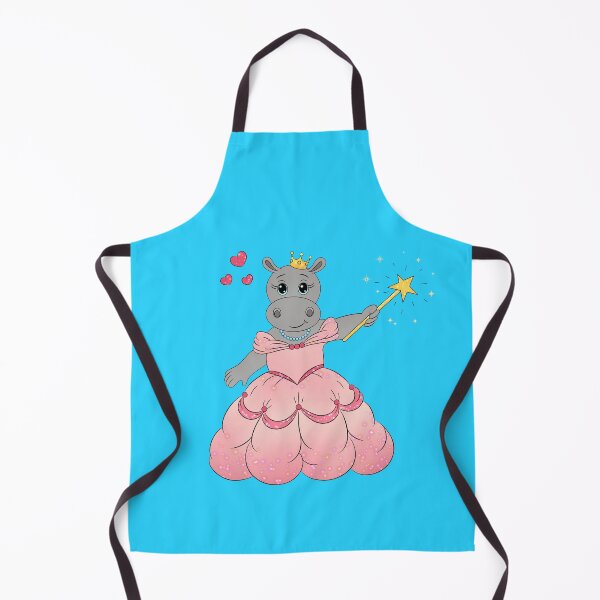 Item preview, Cute little hippo girl is wearing a princess dress. She holds a magic wand in her hands. designed and sold by Kalamkas.