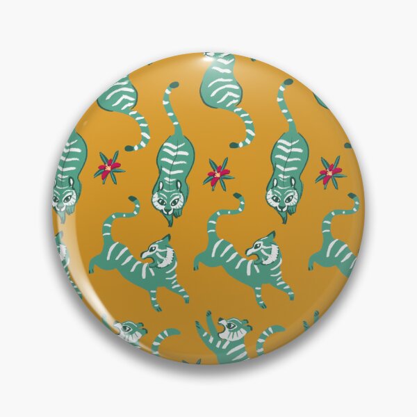 Item preview, Green tigers on yellow background designed and sold by Artichouette.