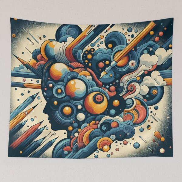 Item preview, Creative explosion of colors and shapes encapsulating the essence of imagination and artistic expression in a vibrant design designed and sold by SergH00.