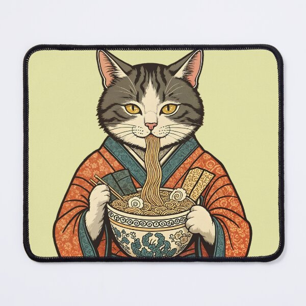 Item preview, cat eating noodles designed and sold by GIFT4S.