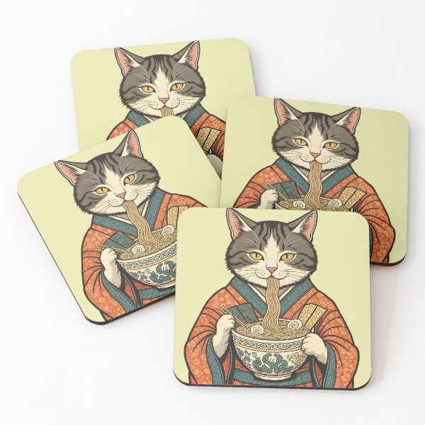 Item preview, cat eating noodles designed and sold by GIFT4S.