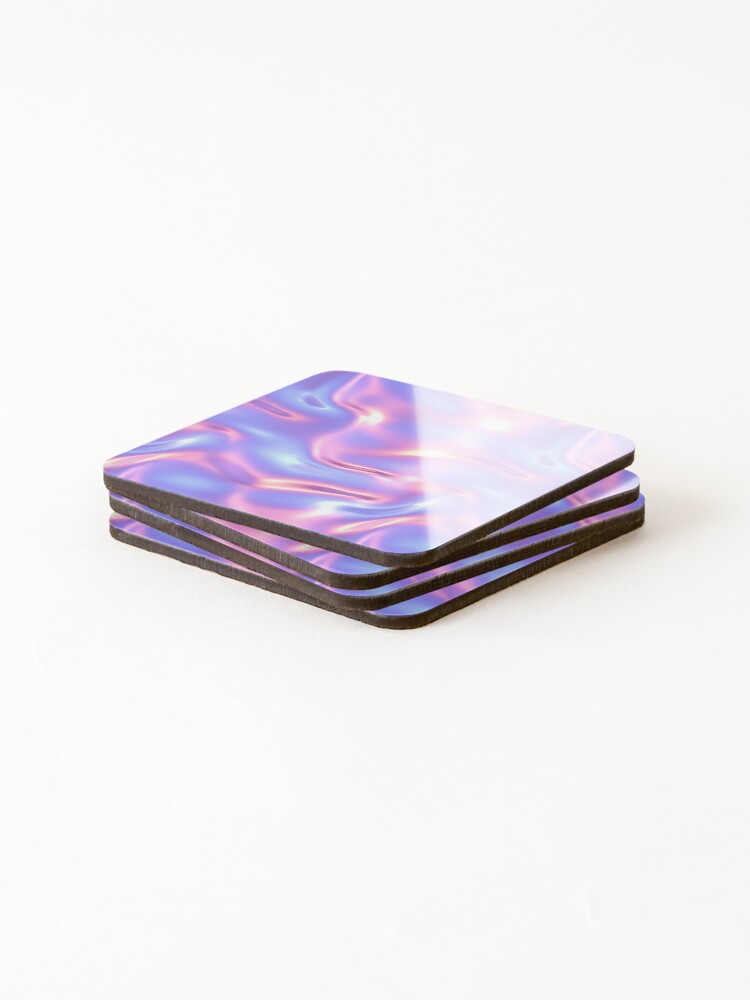 Thumbnail 4 of 5, Coasters (Set of 4), Abstract Neon Ripple Gradient Pattern designed and sold by patternicco.