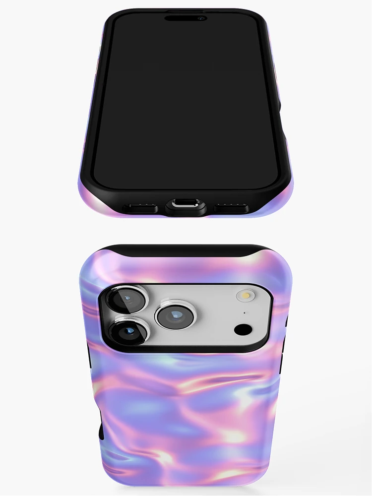 Thumbnail 3 of 4, iPhone Case, Abstract Neon Ripple Gradient Pattern designed and sold by patternicco.