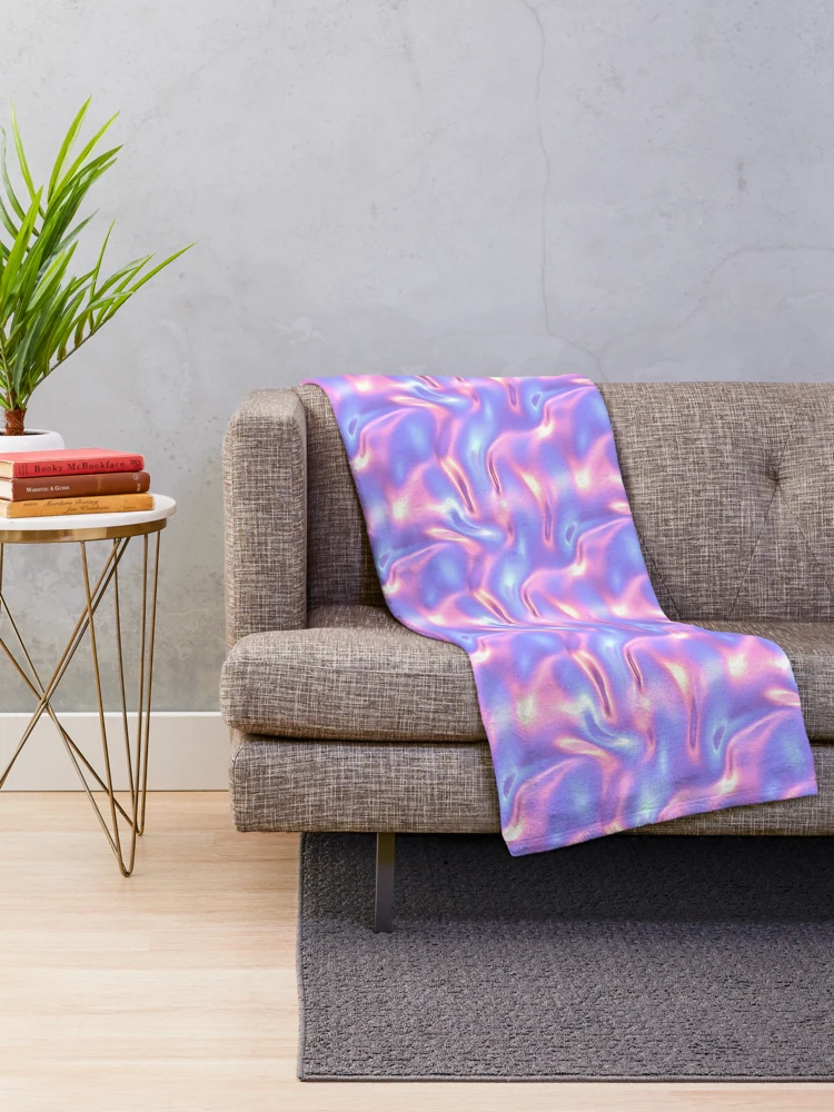 Thumbnail 2 of 6, Throw Blanket, Abstract Neon Ripple Gradient Pattern designed and sold by patternicco.