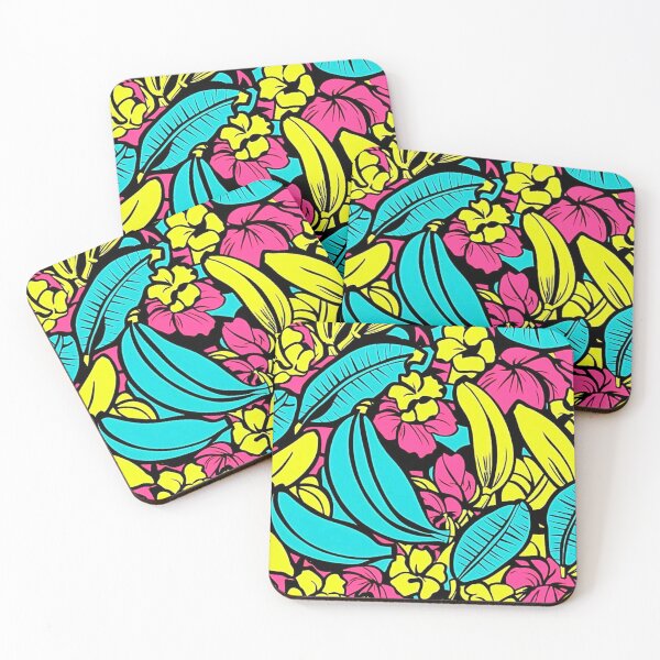 Item preview, Colourful Tropical Pattern with Lush Leaves Bananas and Flowers designed and sold by CamouflageLab.