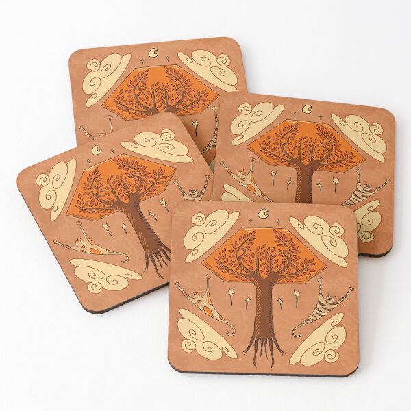 Item preview, Illustration of a geometric shaped tree with two cute cats designed and sold by Maya-Atef.
