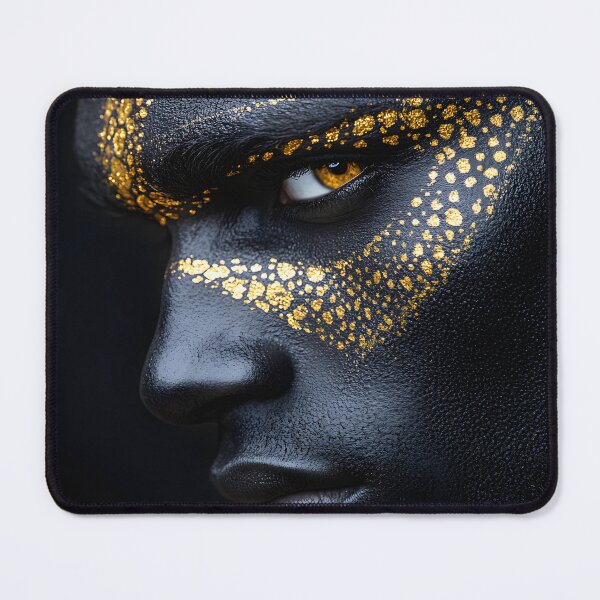 Item preview, Striking golden-patterned face with intense expression. designed and sold by Artessie.