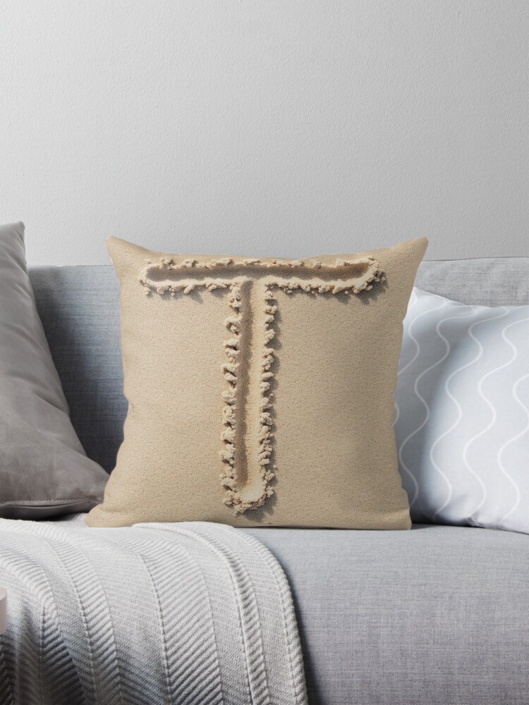 Thumbnail 1 of 4, Pillow, SAND LETTER T designed and sold by Art-type.