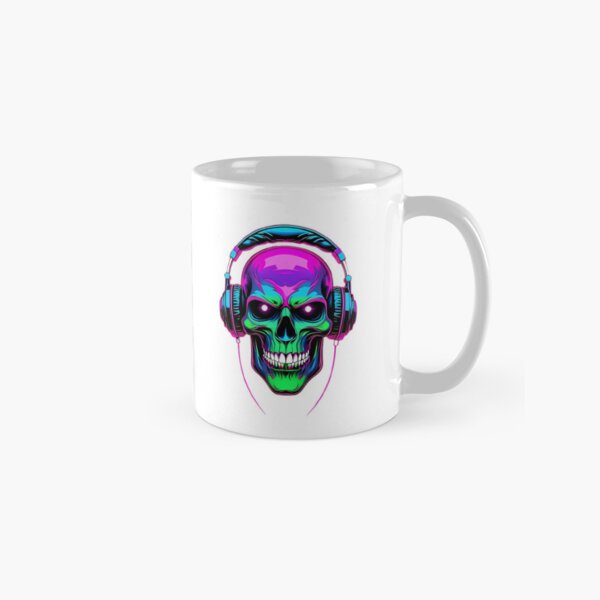 Aperçu de l'œuvre Crâne coloré avec des écouteurs créée et vendue par Stavman-Merch.