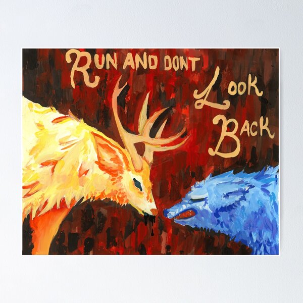 Vista previa del artículo con la obra «Corre y no mires atrás: Pintura de lobo y ciervo», diseñado y vendido por limeartichoke.