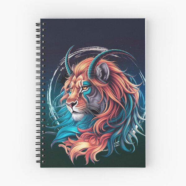 Item preview,   "Vibrant Lion with Teal Horns in Abstract Sci-Fi Background" designed and sold by AnimalAirtistry.