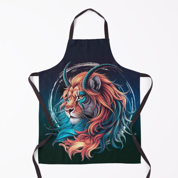 Item preview,   "Vibrant Lion with Teal Horns in Abstract Sci-Fi Background" designed and sold by AnimalAirtistry.