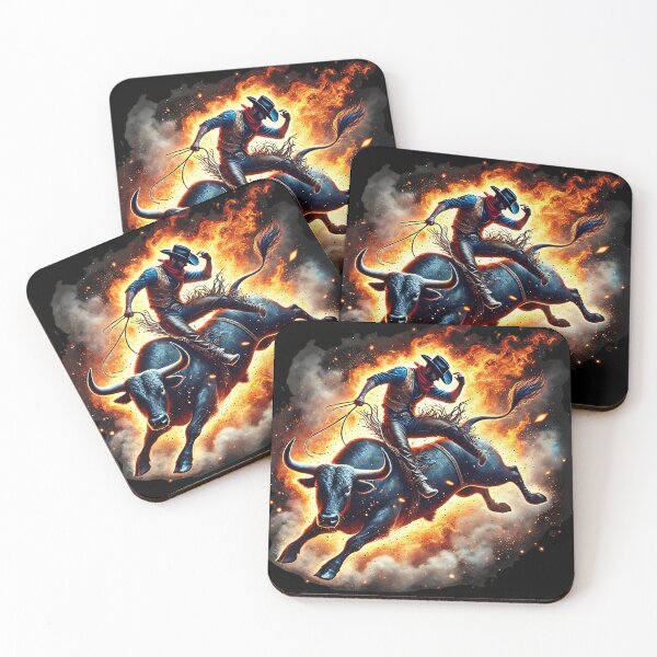 Item preview, Fiery Rodeo Bull Rider – Wild Western Adventure designed and sold by ZingZone.