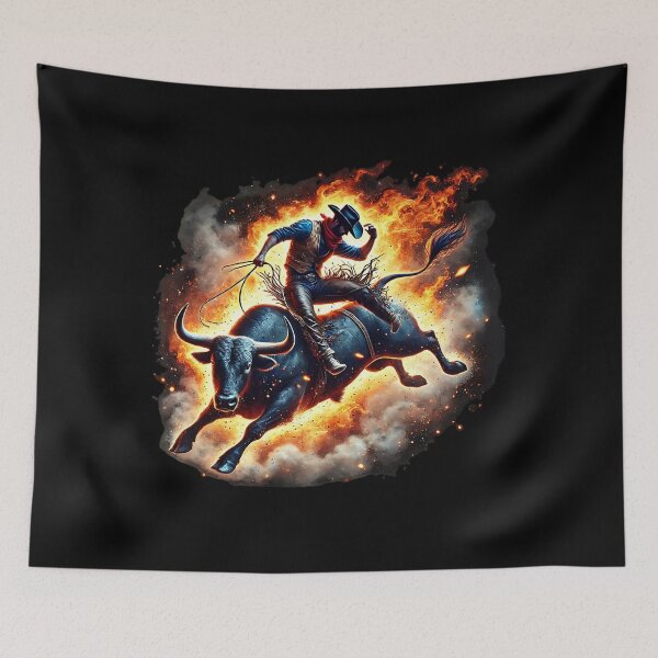 Item preview, Fiery Rodeo Bull Rider – Wild Western Adventure designed and sold by ZingZone.