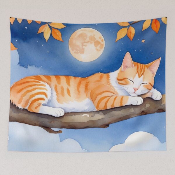 Item preview, Cat sleeping on a branch designed and sold by M-Y-A-R-T-.