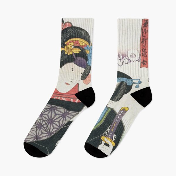 Item preview, Actor Portraits of the East: Imoseyama Onna Teikin – Ehoshi Oriome & Sugi Sakaya Omiva by Utagawa Toyokuni designed and sold by store-wasabi.