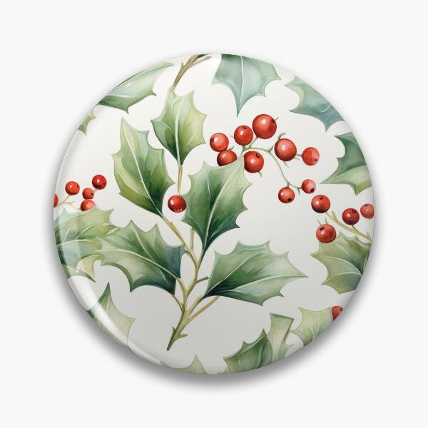 Item preview, green holly and berry pattern designed and sold by PoppyLaneStudio.