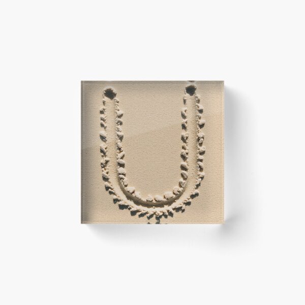 SAND LETTER U Acrylic Block