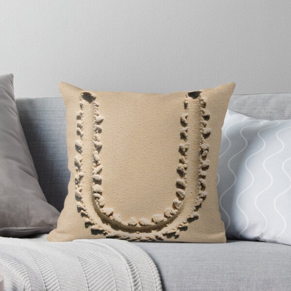 SAND LETTER U Throw Pillow