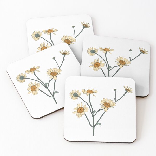 Item preview, Daisy flower drawing. Hand drawn engraved. Chamomile simple colored sketch. Wild botanical garden bloom.  designed and sold by MatyKotiv.