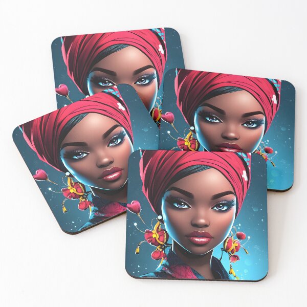 Item preview, Elegant woman with vibrant attire against blue backdrop designed and sold by Artessie.