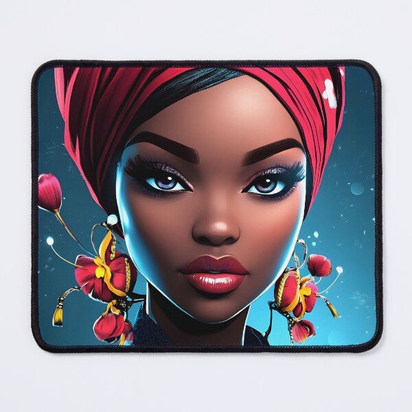 Item preview, Elegant woman with vibrant attire against blue backdrop designed and sold by Artessie.