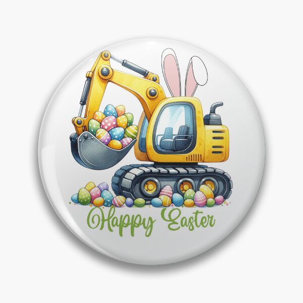 Item preview, Easter Excavator with Bunny Ears and Colorful Eggs Gifts designed and sold by Maniutek.