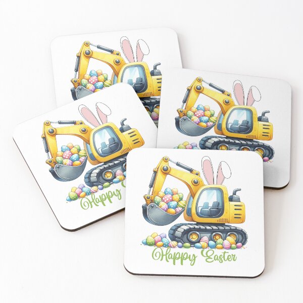 Item preview, Easter Excavator with Bunny Ears and Colorful Eggs Gifts designed and sold by Maniutek.