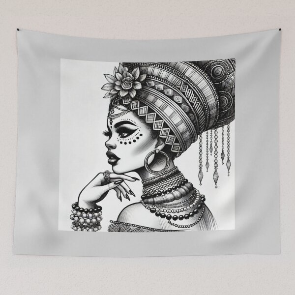 Item preview, Regal Elegance: African Woman in Bold Line Art designed and sold by OandSDesigns23.