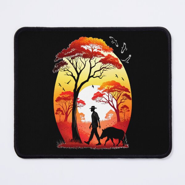 Item preview, African Sunset Walk – Silhouette Art of Man and Boar designed and sold by VikArtStudio.