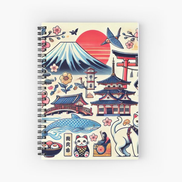 Item preview, Traditional Japan - Mount Fuji, Pagoda & Lucky Cat designed and sold by SakuraBoutik.