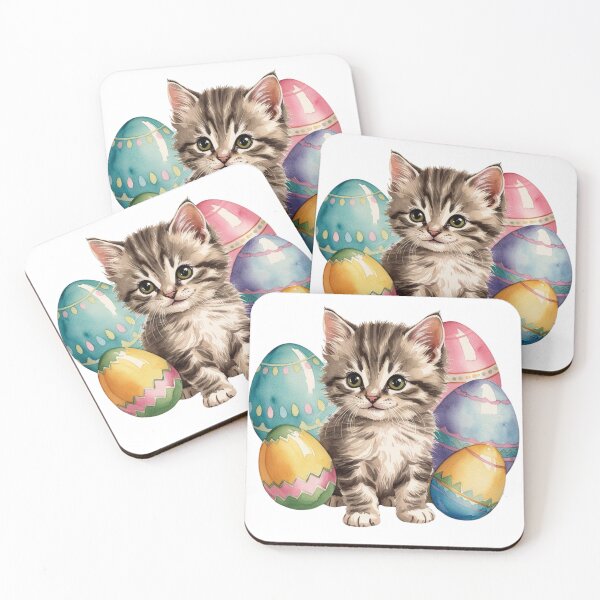 Item preview, Cute Watercolour Kitten With Easter Eggs designed and sold by IrisAndIvy.