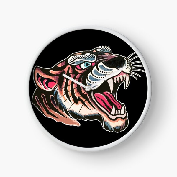 Vista previa del artículo con la obra «Diseño de tatuaje tradicional de cabeza de tigre enojado Arte tradicional», diseñado y vendido por SharpKlaws.