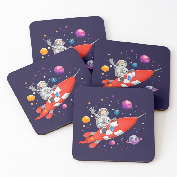 Item preview, Space explorer illustration “The astronaut and his spaceship” designed and sold by Stef Ringoot, cartoons and illustrations.