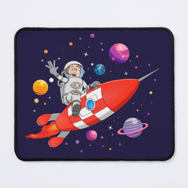 Item preview, Space explorer illustration “The astronaut and his spaceship” designed and sold by Stef Ringoot, cartoons and illustrations.