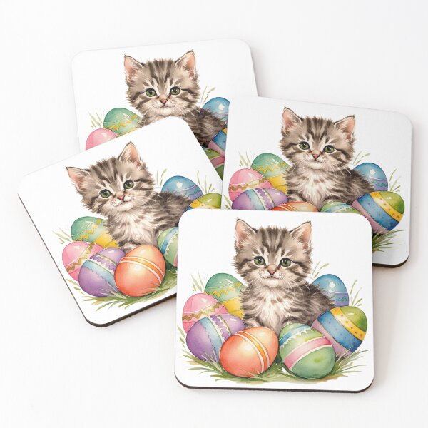 Item preview, Cute Kitten With Bright Colourful Easter Eggs designed and sold by IrisAndIvy.